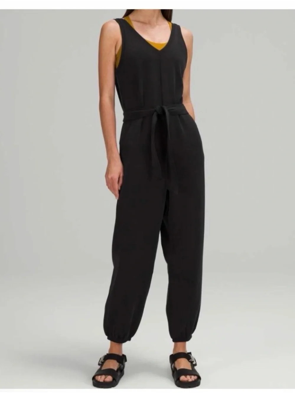 Lululemon Ease of it all Softstreme Black V-Neck Jumpsuit size 4